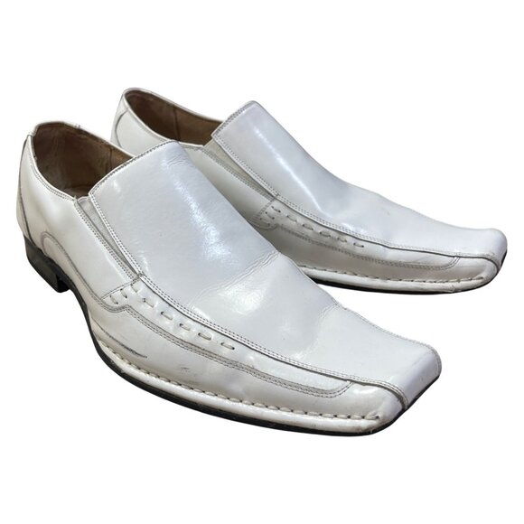 Stacy Adams Templin Bike Toe Loafer White Size 9.5 M Leather (READ) - Picture 1 of 12